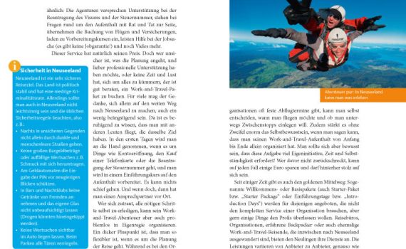 Work & Travel in Neuseeland, Blick ins Buch