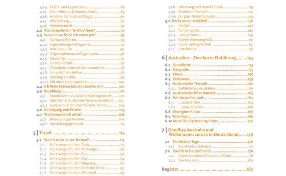 Work & Travel in Australien, Blick ins Buch, ein Ratgeber von Katharina Arlt und Melanie Schmidt