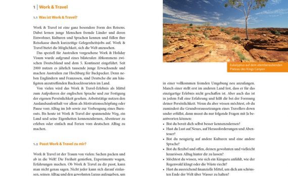 Work & Travel in Australien, Blick ins Buch, ein Ratgeber von Katharina Arlt und Melanie Schmidt