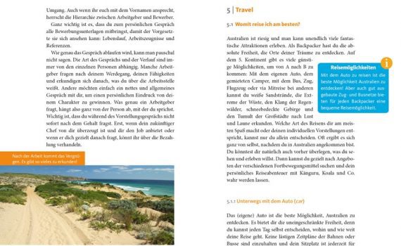 Work & Travel in Australien, Blick ins Buch, ein Ratgeber von Katharina Arlt und Melanie Schmidt